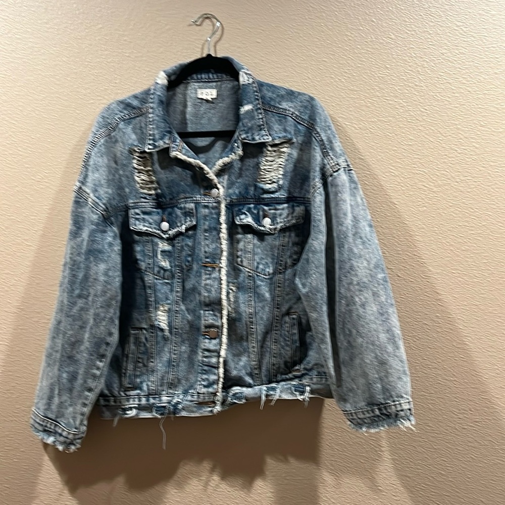 Distressed denim Jacket size large